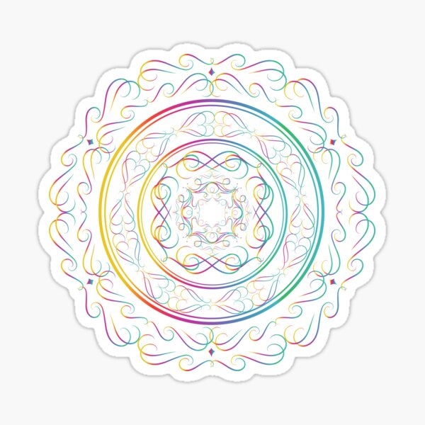Boho Colourful Flower Pattern Rainbow Sticker