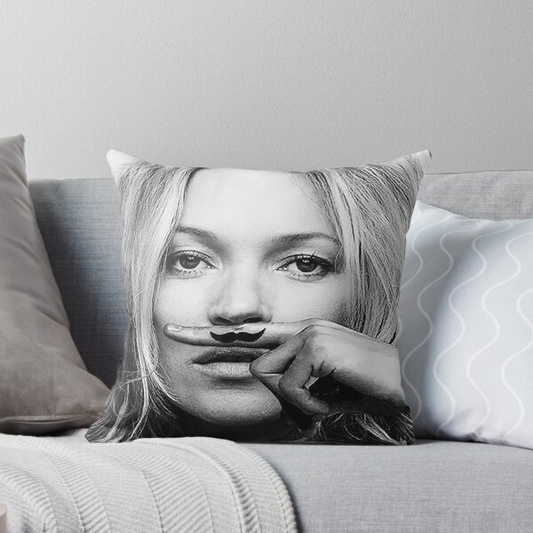 Item preview, Kate Moss, Mustache, Black and White Photograph designed and sold by modernretro.