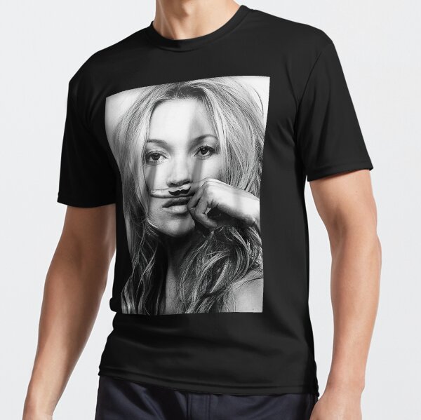 Kate Moss, Mustache, Black and White Photograph Active T-Shirt