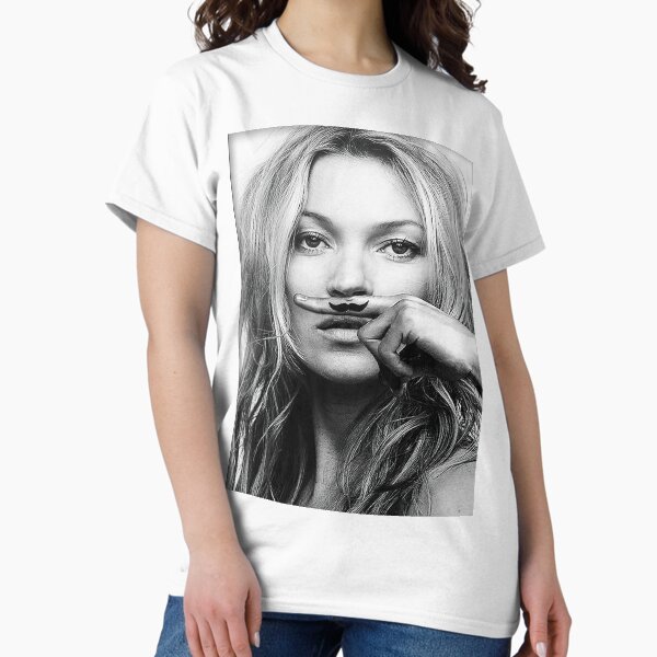 Item preview, Kate Moss, Mustache, Black and White Photograph designed and sold by modernretro.