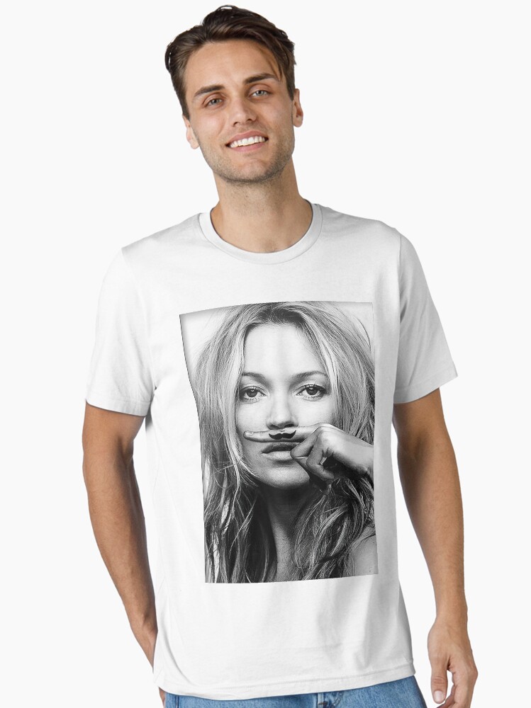 Kate Moss, Mustache, Black and White Photograph Kate Moss, Mustache, Black and White Photograph