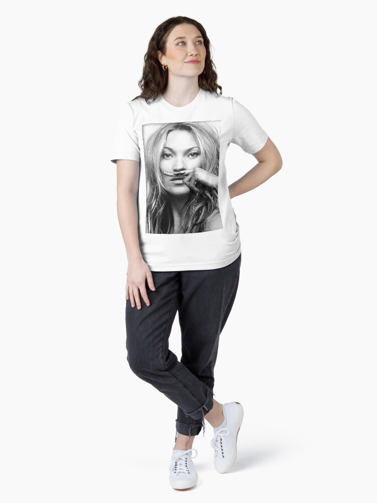 Kate Moss, Mustache, Black and White Photograph Kate Moss, Mustache, Black and White Photograph