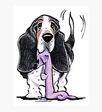 Black/Tan Basset Hound Lets Play Photographic Print
