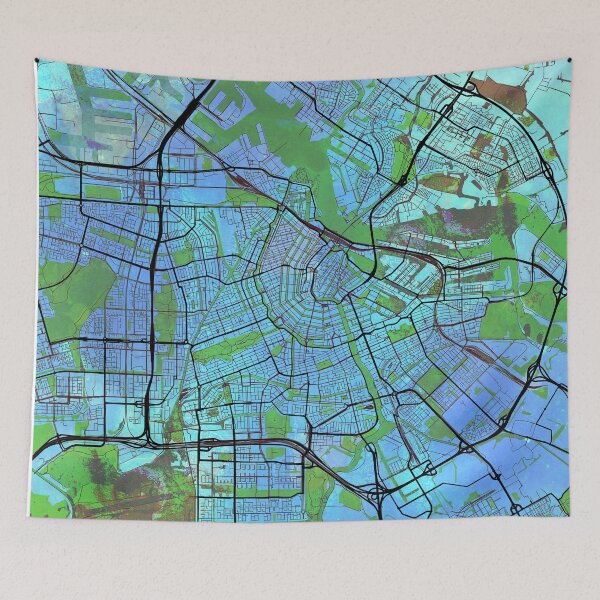 Item preview, Amsterdam Street Map Art Watercolor Еmerald designed and sold by IvonDesign.