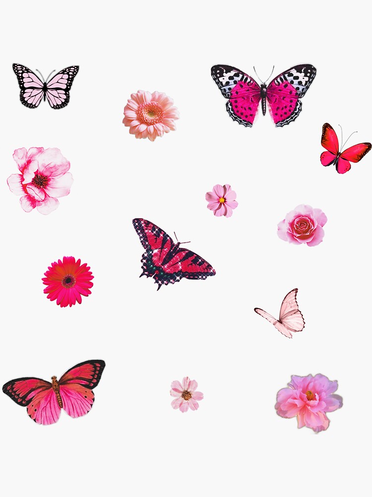 Mixed Colorful Butterfly Sticker Pack, Flower Cute Aesthetic Stickers, Girly  Stickers, Matte Vinyl Sticker Pack -  Denmark