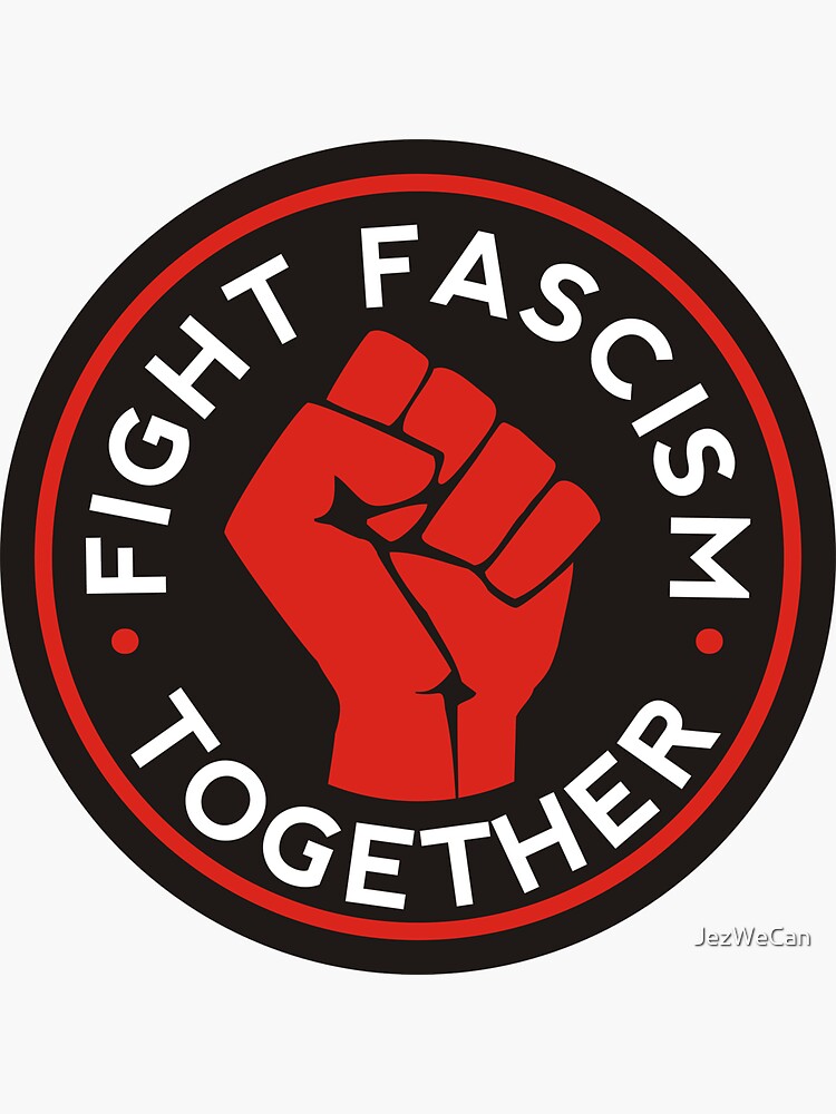 Imagen 3 de 3, Pegatina con la obra Luchar juntos contra el fascismo, diseñada y vendida por JezWeCan.