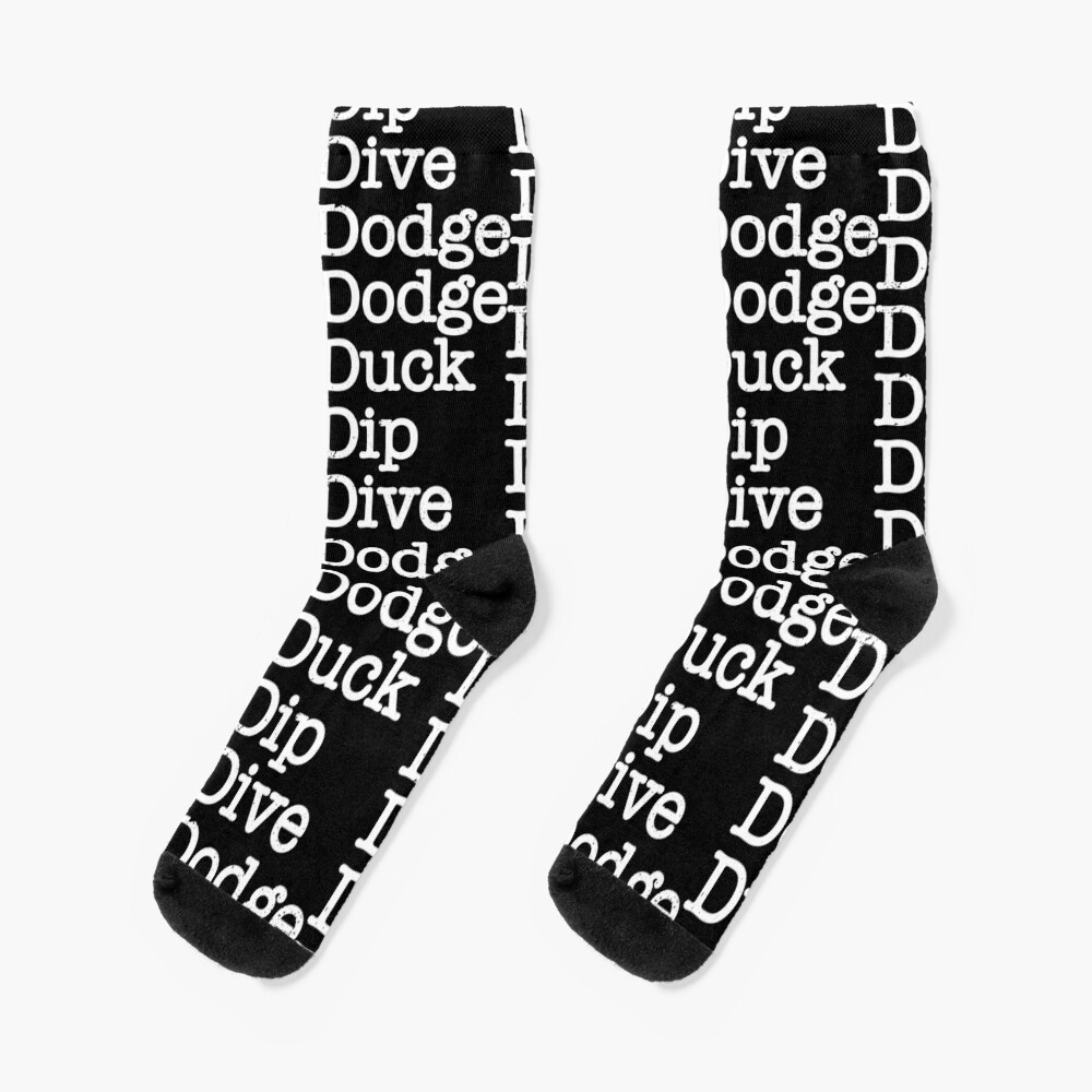 "Dodge Duck Dip Dive Dodge Funny Dodgeball Gift" Socks by haselshirt
