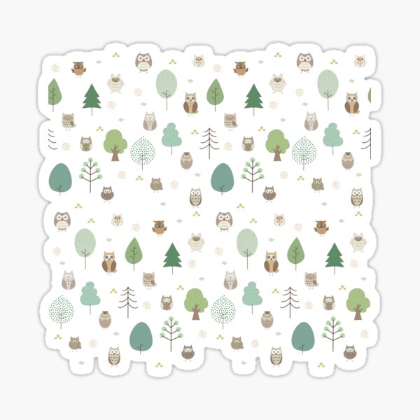 Owl and tree pattern Sticker