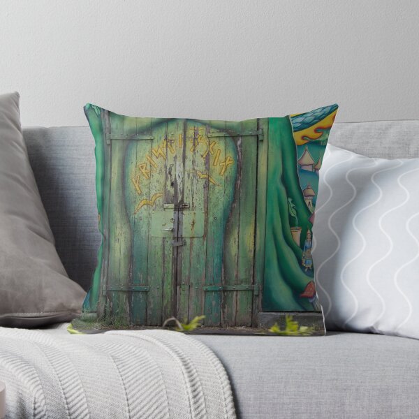 Green door, Copenhagen, Christiania Throw Pillow