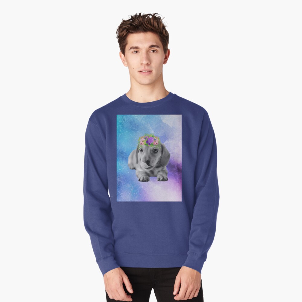 Distressed Watercolour Dachshund Puppy Pullover Sweatshirt