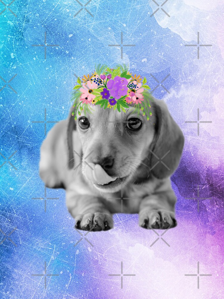 Distressed Watercolour Dachshund Puppy by tribbledesign