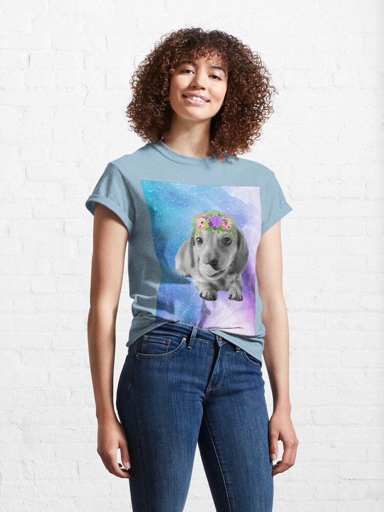 Alternate view of Distressed Watercolour Dachshund Puppy Classic T-Shirt