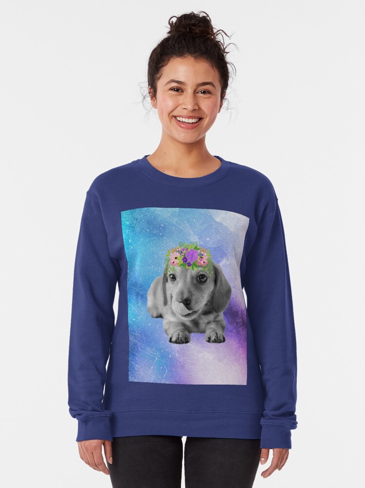 Alternate view of Distressed Watercolour Dachshund Puppy Pullover Sweatshirt