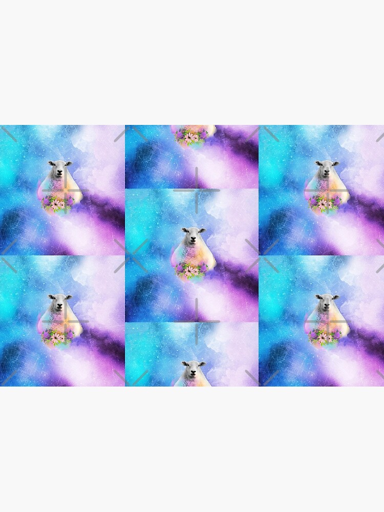 Floral Sheep Distressed Watercolour Splash by tribbledesign