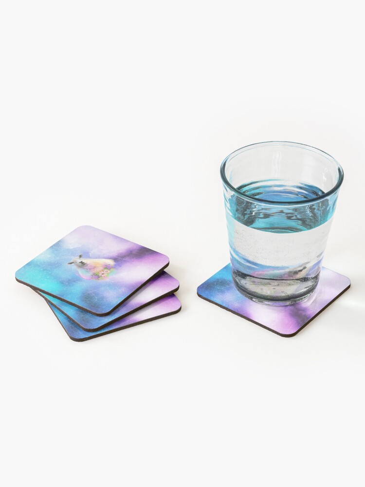 Alternate view of Floral Sheep Distressed Watercolour Splash Coasters (Set of 4)