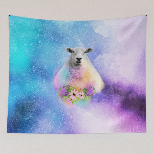 Item preview, Floral Sheep Distressed Watercolour Splash designed and sold by tribbledesign.