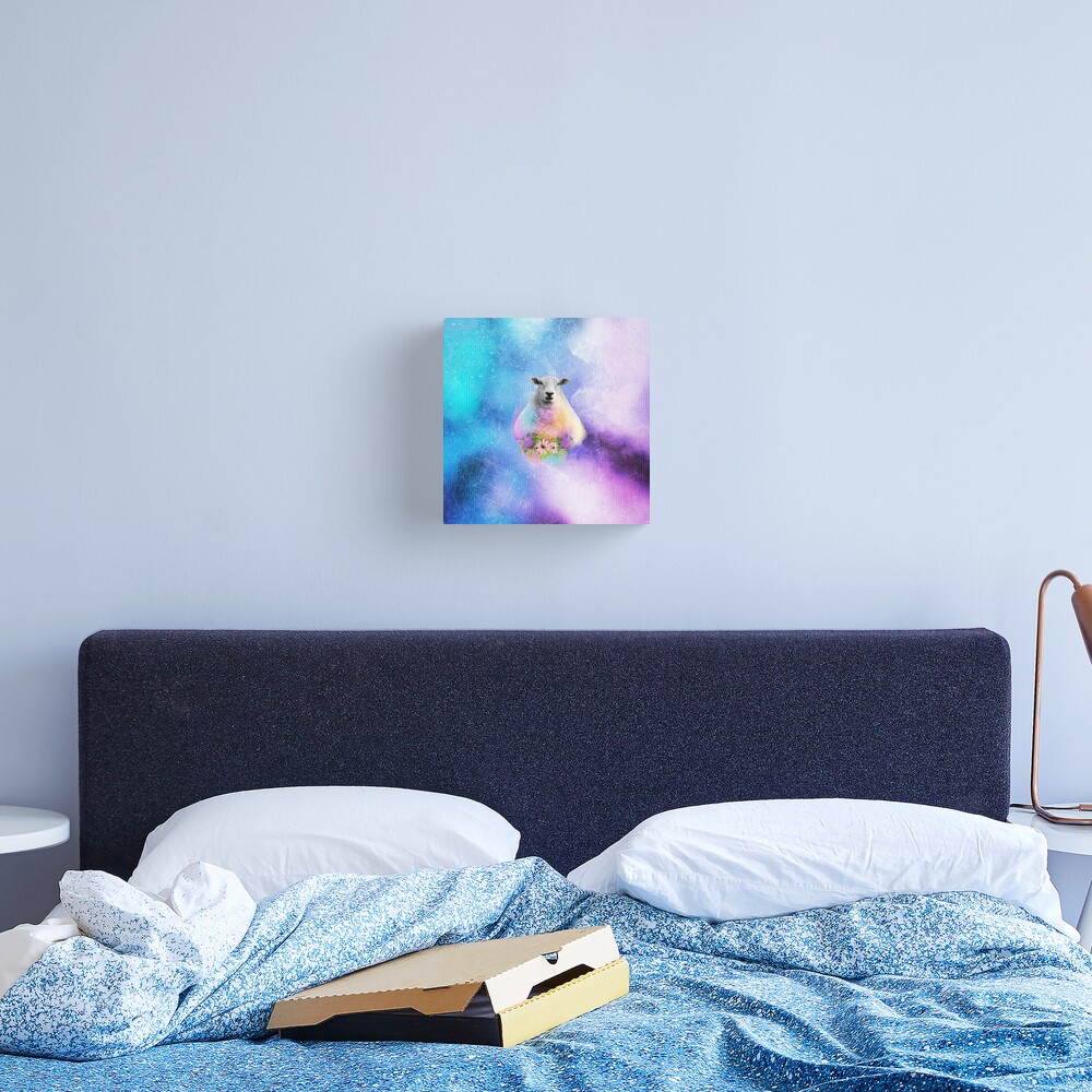 Floral Sheep Distressed Watercolour Splash Canvas Print
