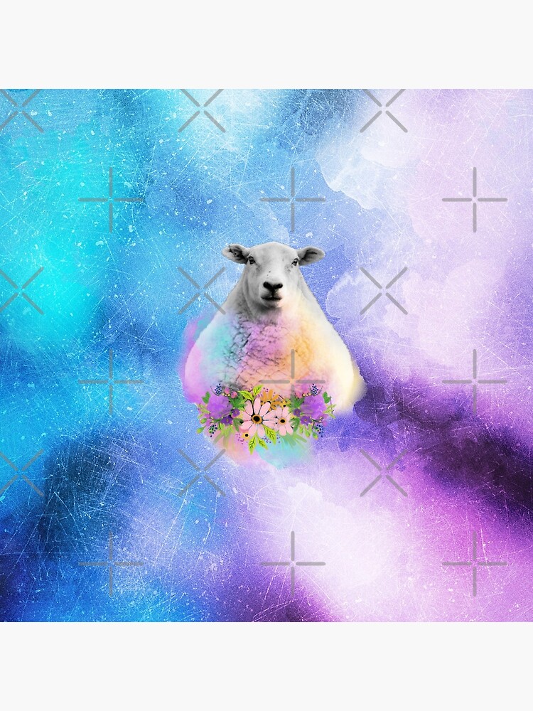 Floral Sheep Distressed Watercolour Splash by tribbledesign