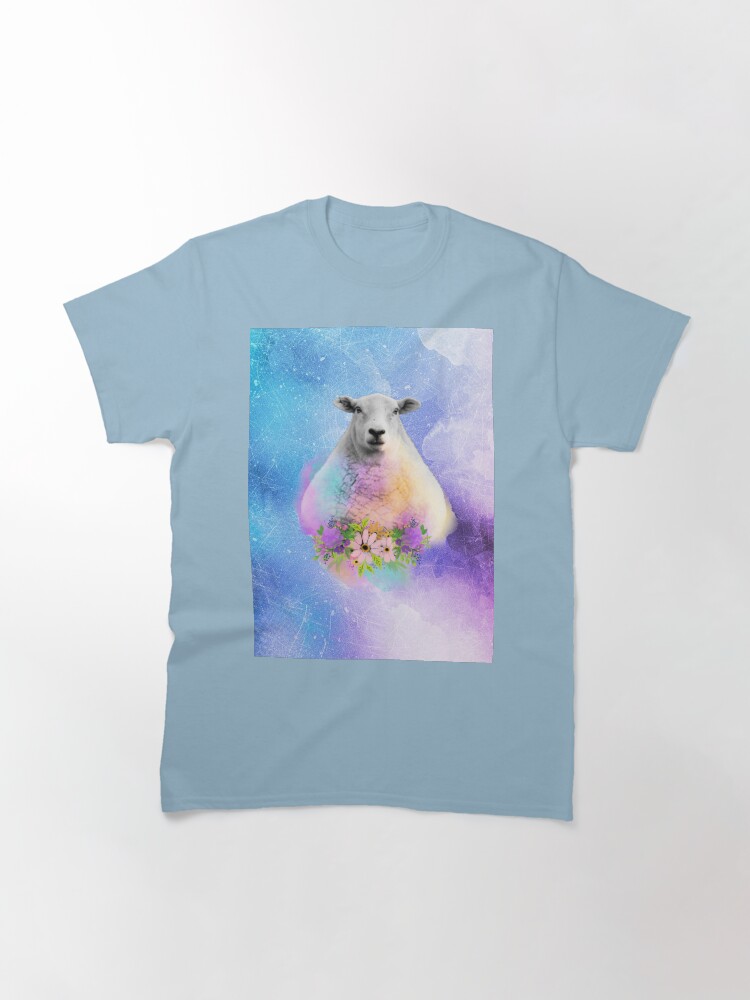 Alternate view of Floral Sheep Distressed Watercolour Splash Classic T-Shirt