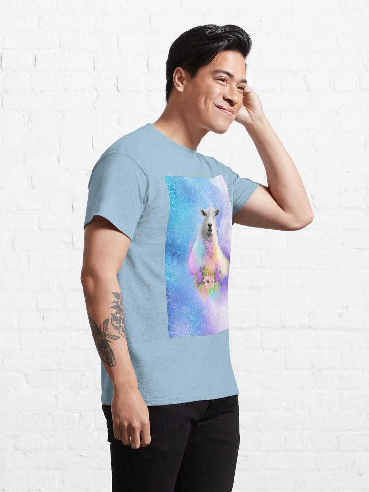 Alternate view of Floral Sheep Distressed Watercolour Splash Classic T-Shirt