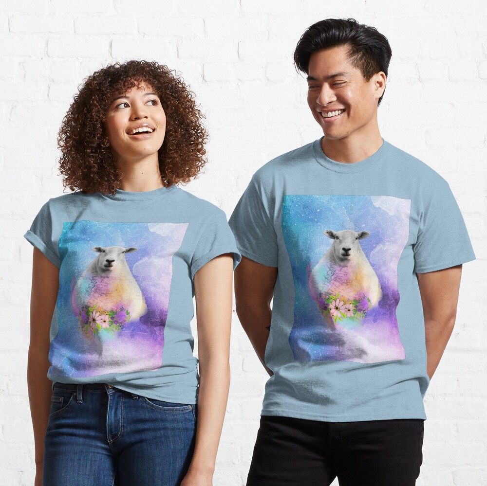 Floral Sheep Distressed Watercolour Splash Classic T-Shirt