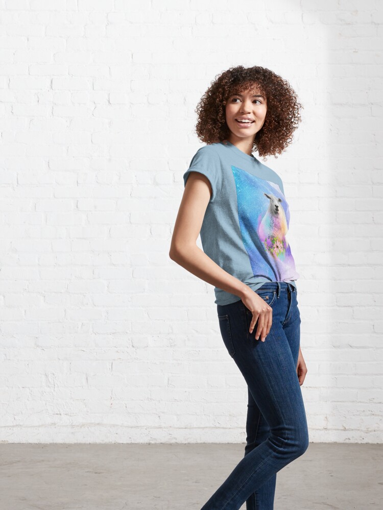 Alternate view of Floral Sheep Distressed Watercolour Splash Classic T-Shirt