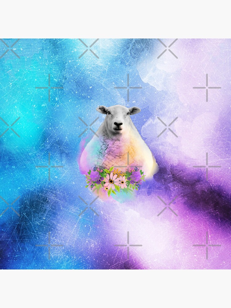 Floral Sheep Distressed Watercolour Splash by tribbledesign