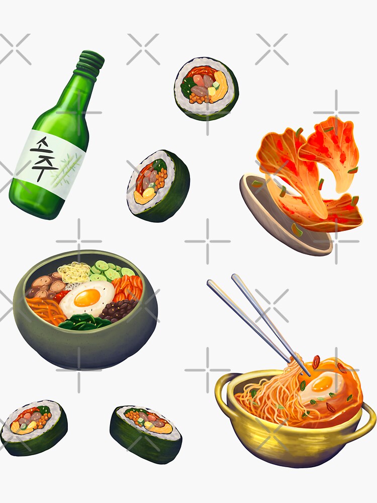  Korean  Food  Set Sticker  by rawmawr Redbubble