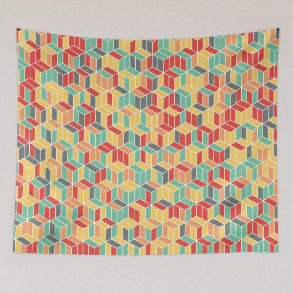 Item preview, Retro Style Cube Geometric Pattern designed and sold by FakeMirror.