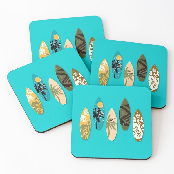 Item preview, Hawaiian surf tables on turquoise background designed and sold by oceanys.