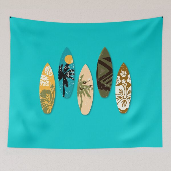 Item preview, Hawaiian surf tables on turquoise background designed and sold by oceanys.