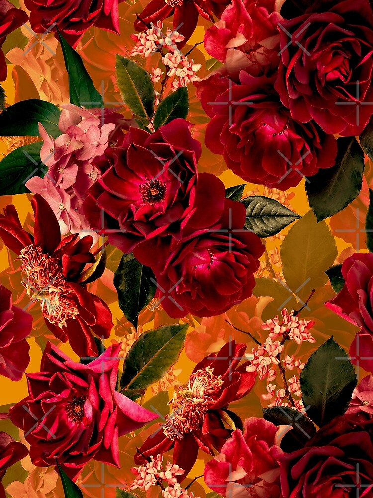 Antique Summer Day Botanical Flower Rose Garden by UtArt