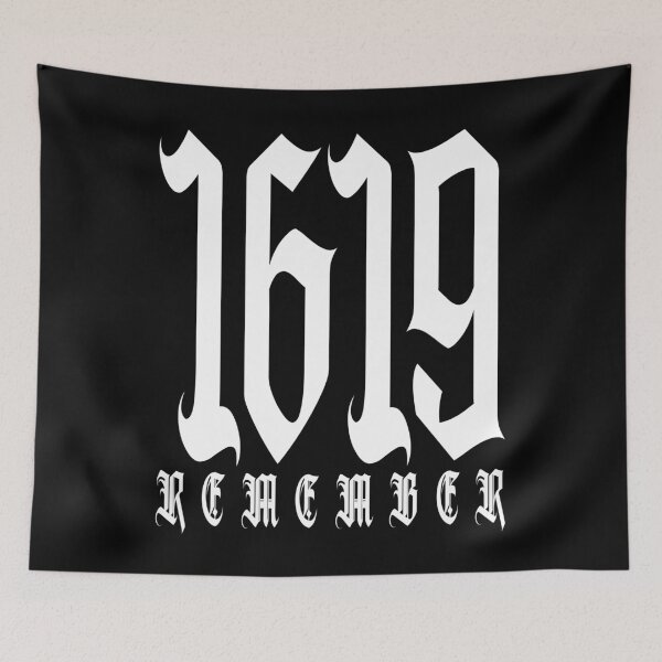 Item preview, 1619 REMEMBRE DESIGN - T-shirt - Stickers -Sleeve Unisex T-Shirt. African American History Tops for Men & Women - 2020 Slim Fit T-Shirt designed and sold by vadeldesigns.