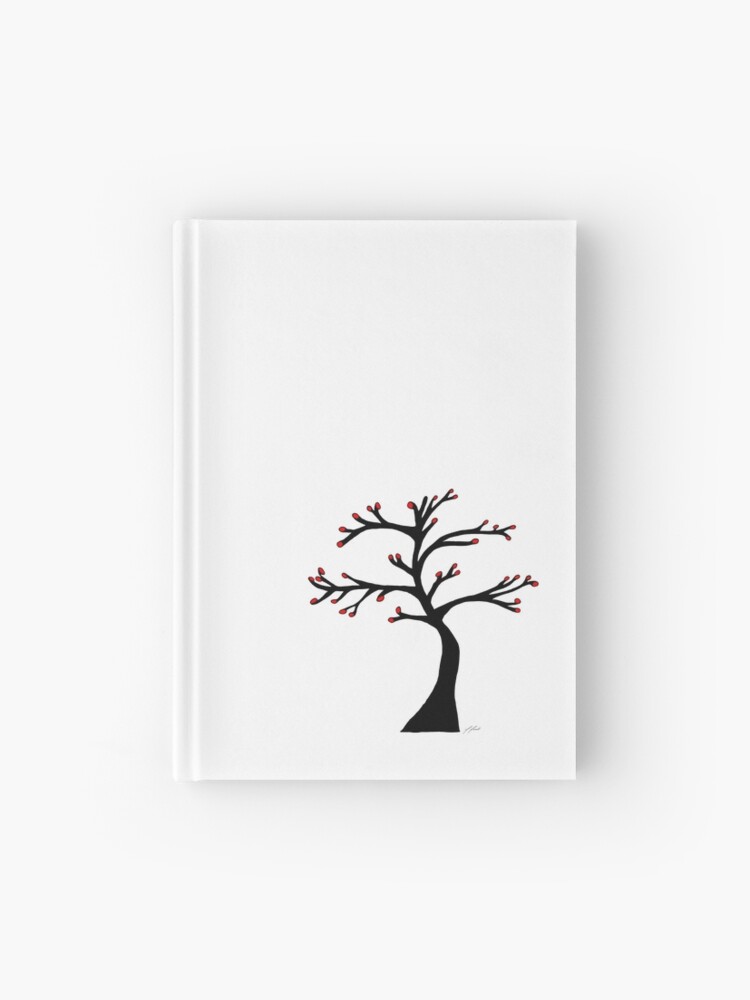 Cuaderno de tapa dura «Árbol de flor negra y roja» de honmyrrh | Redbubble