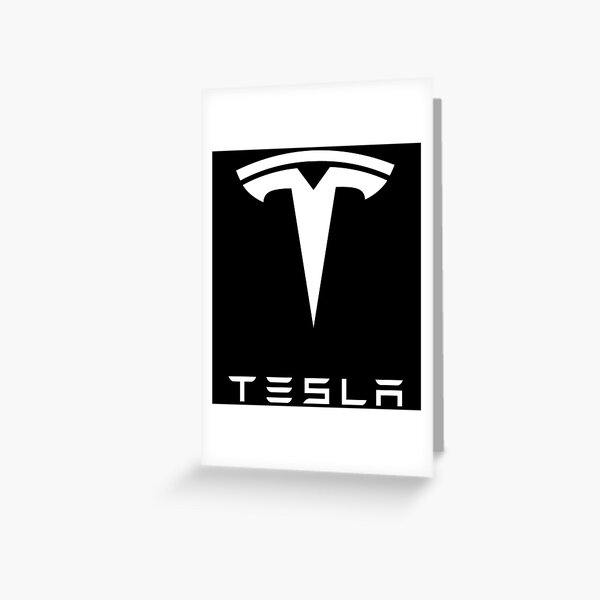 Tesla White Logo Greeting Cards Redbubble