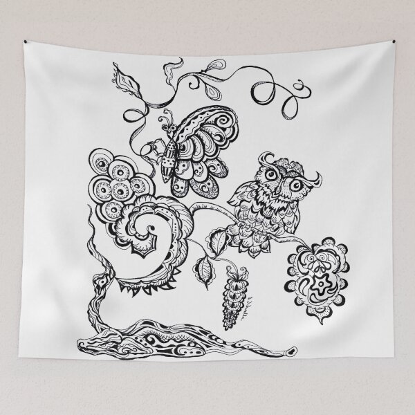 Artikelvorschau, Owl and a Butterfly Drawing entworfen und verkauft von Sharon Schwalbe.