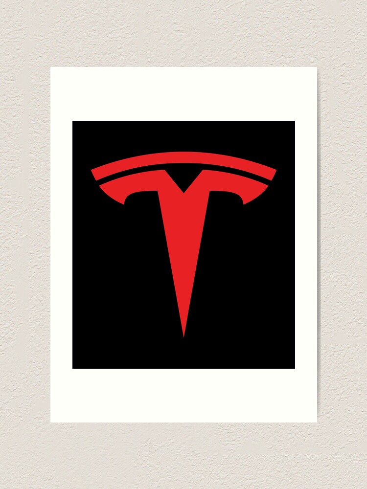 Tesla Logo Only Red Art Print By Nouravineyard Redbubble