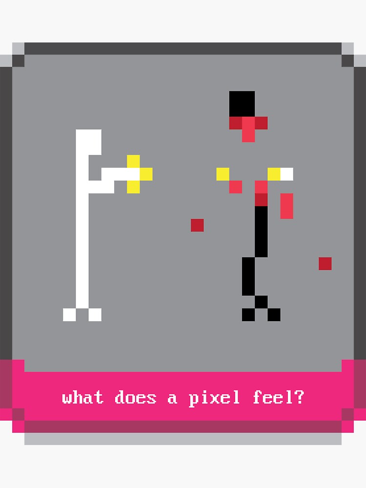 Thumbnail 3 of 3, Sticker, what does a pixel feel? designed and sold by mavenmob.