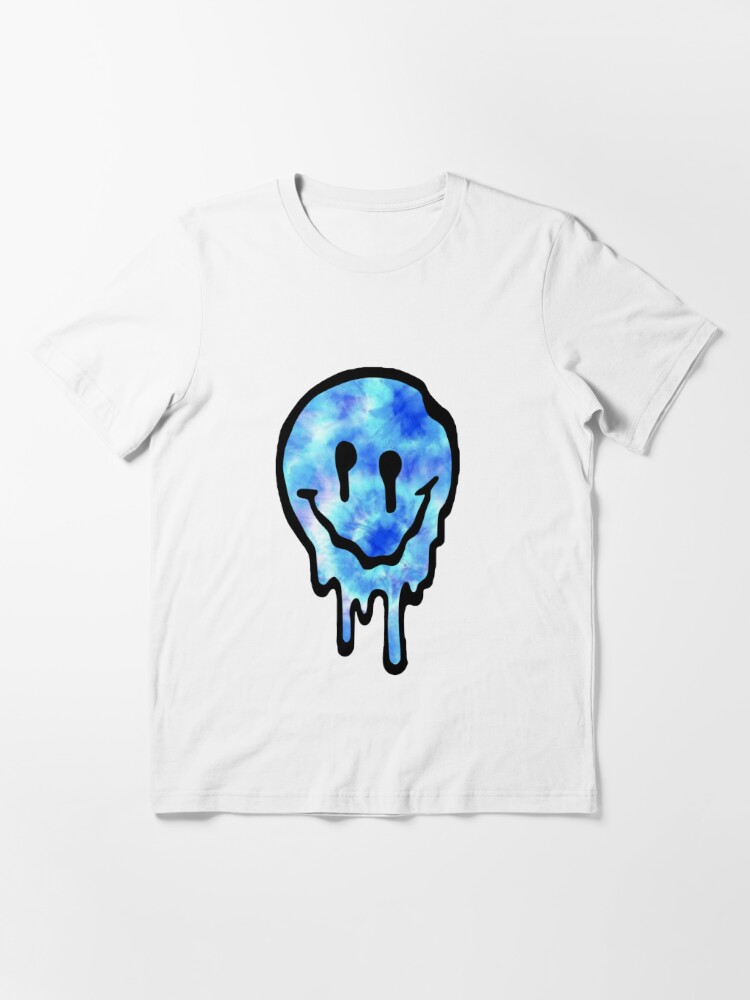 Blue Tye Dye Drippy Smiley Face | Essential T-Shirt