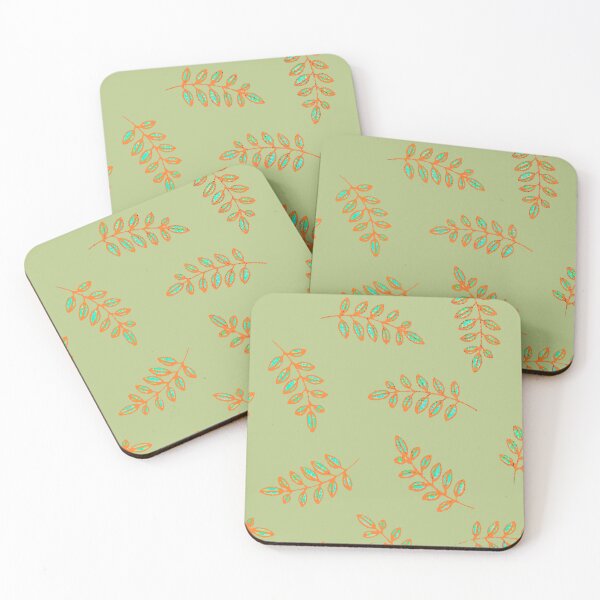Item preview, Speckled Leaf Print in sage green, orange, teal blue designed and sold by djrunnels.