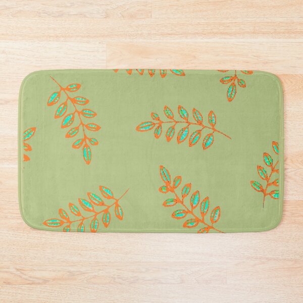 Item preview, Speckled Leaf Print in sage green, orange, teal blue designed and sold by djrunnels.