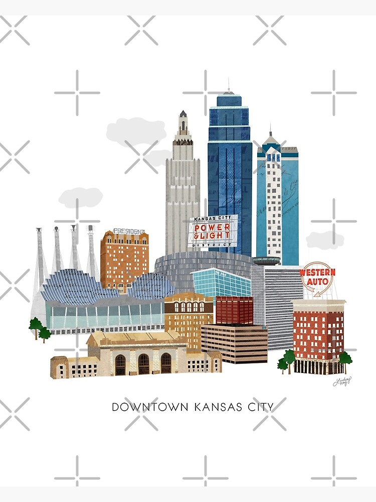 Disover Downtown Kansas City Illustration Premium Matte Vertical Poster