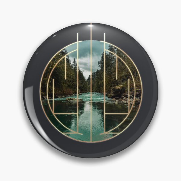 Item preview, Teal River in an Golden Geometric Circle Art Deco Design designed and sold by Andrew Crandall.