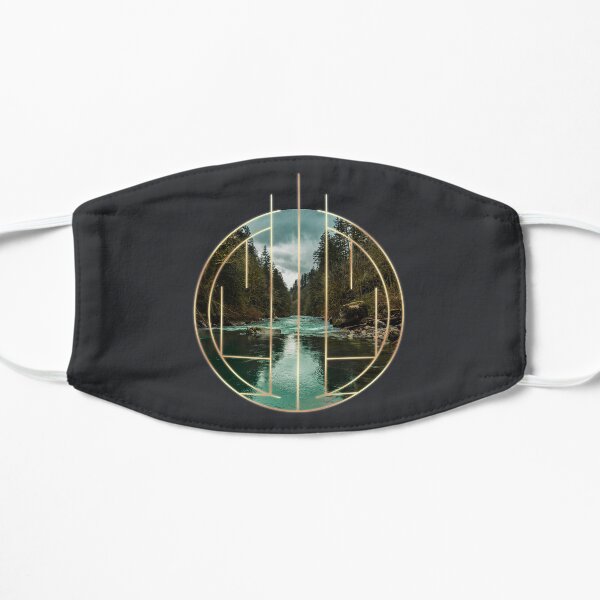 Teal River in an Golden Geometric Circle Art Deco Design Mask
