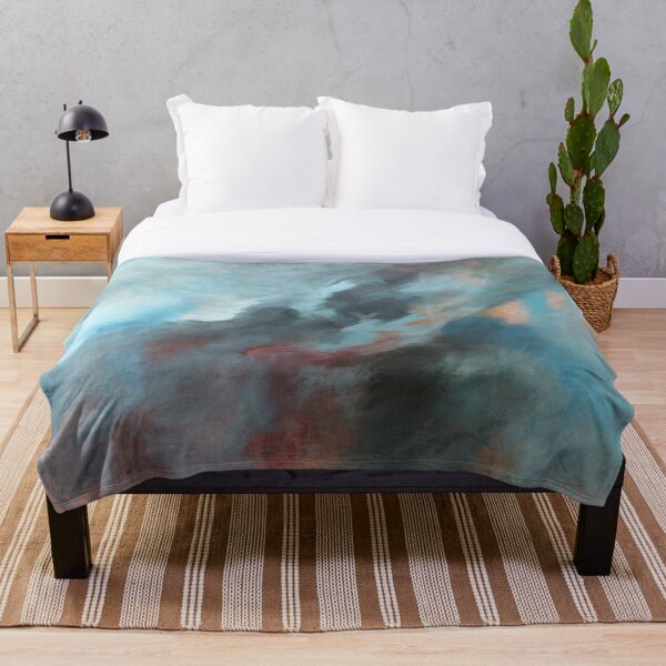 Artikelvorschau, Stormy Summers Night Blue und Orange Modernes abstraktes Design entworfen und verkauft von Natalie De biase.