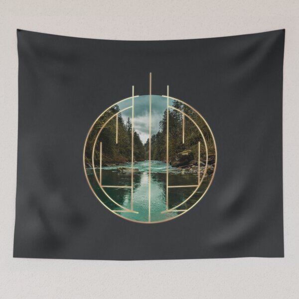 Item preview, Teal River in an Golden Geometric Circle Art Deco Design designed and sold by Andrew Crandall.