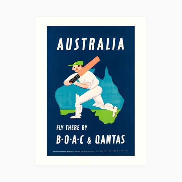 Vintage Australian Travel Poster - Cricket Art Print