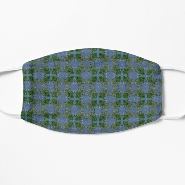 Fancy fish with bubbles medium blue Flat Mask