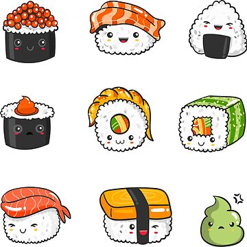 Kawaii Sushi Sticker Pack Sticker for Sale by ProjectX23