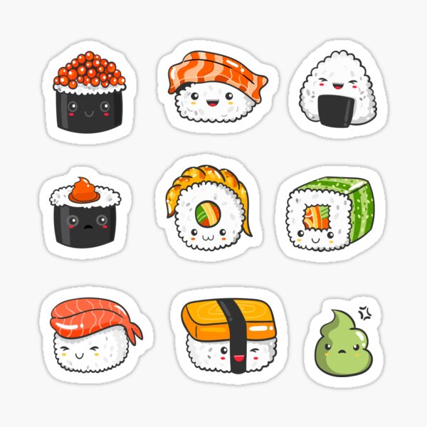 Kawaii Sushi Sticker Pack Sticker for Sale by ProjectX23